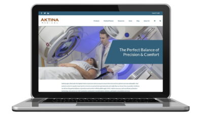 Aktina Medical Home Page on Laptop Screen