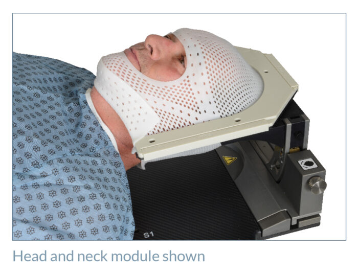 patient with thermoplastic in positionPRO head and neck support module