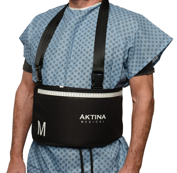 Black Medium Size Respiratory Compression Belt on Patient Standing